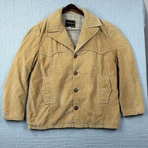 70s Vintage JCPenneys Towncraft Camel Corduroy Western Style Mens Jacket Size 42